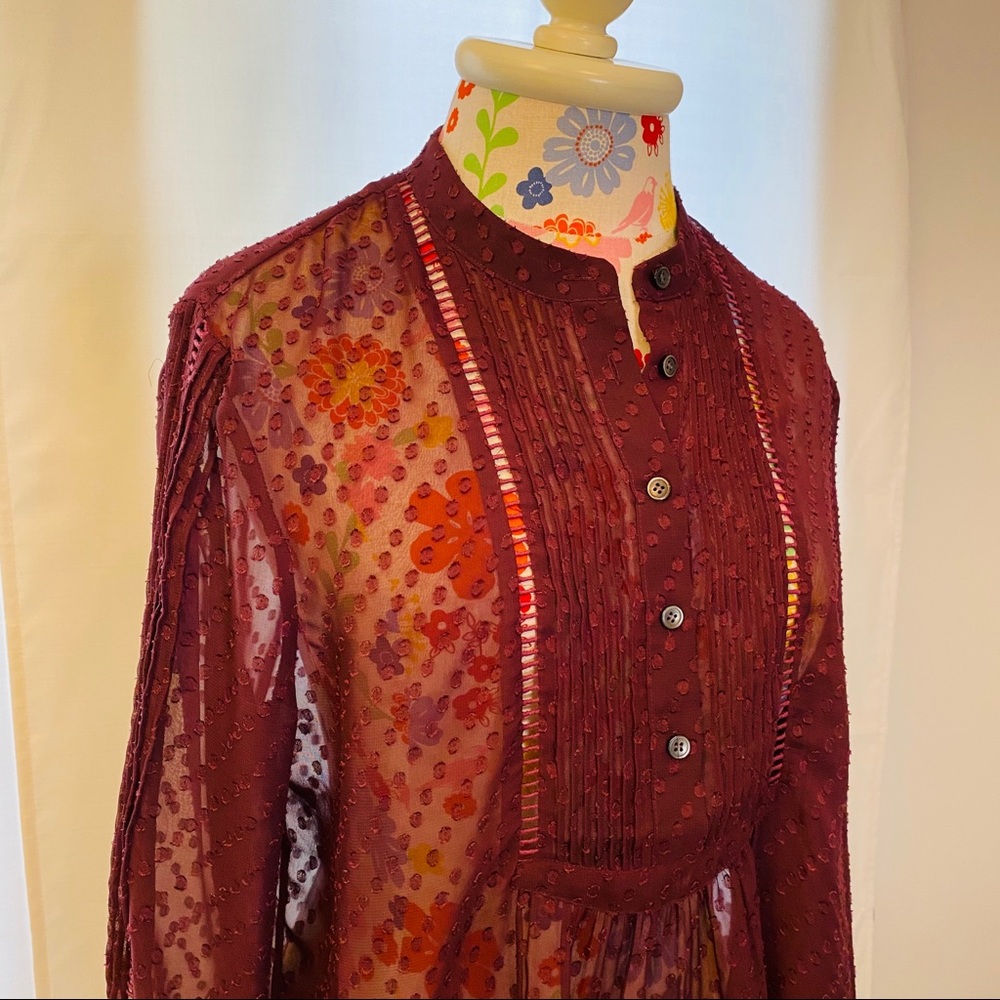 Madewell Wine Colored Bibbed Blouse - Picture 7 of 7